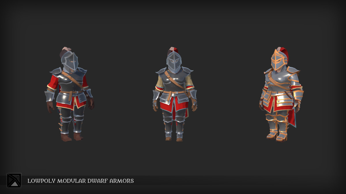 Lowpoly Dwarves Modular Armors Bundle- MEDIEVAL FANTASY SERIES