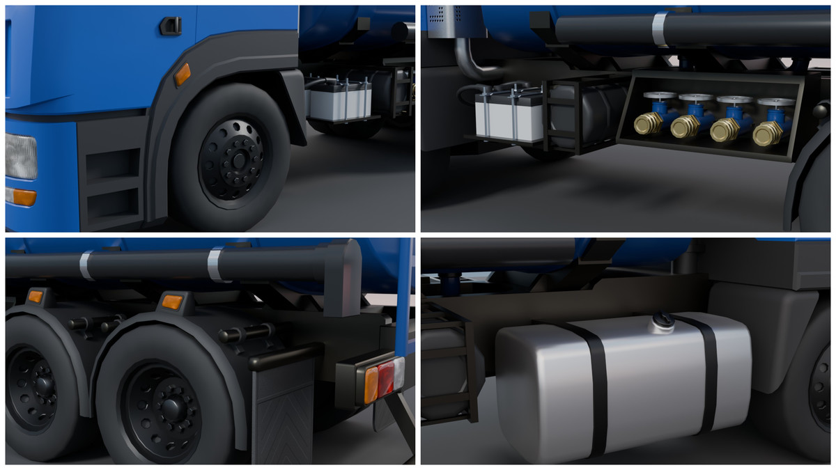 Modular Tanker Truck – Game Ready PBR Vehicle with Interior, UI Dashboard