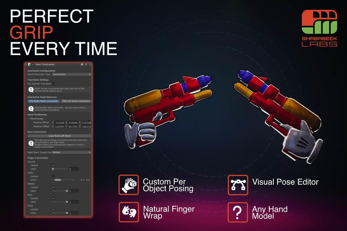 GripCraft VR Interaction Toolkit: 7 Hands Included