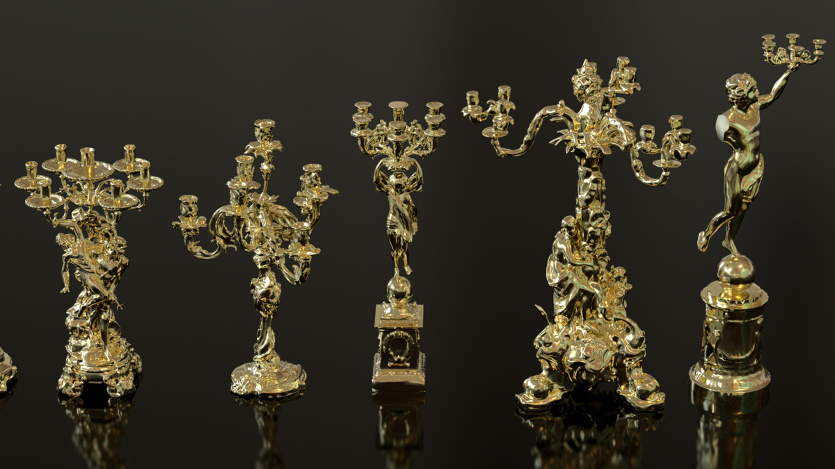 Ornate Candles, CandleHolders, and Wax Sculptures - 133 Models Set