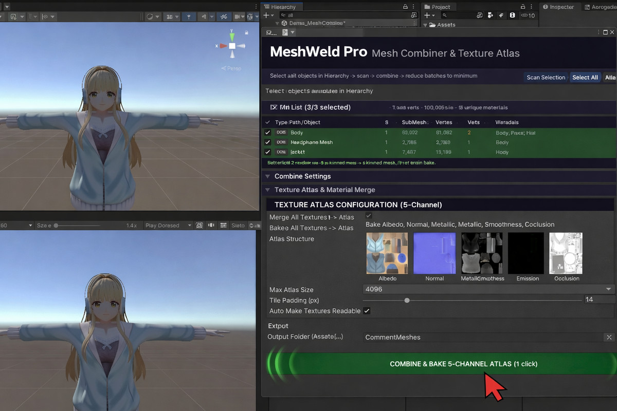 MeshWeld Pro Lite | Mesh Combiner & Texture Atlas