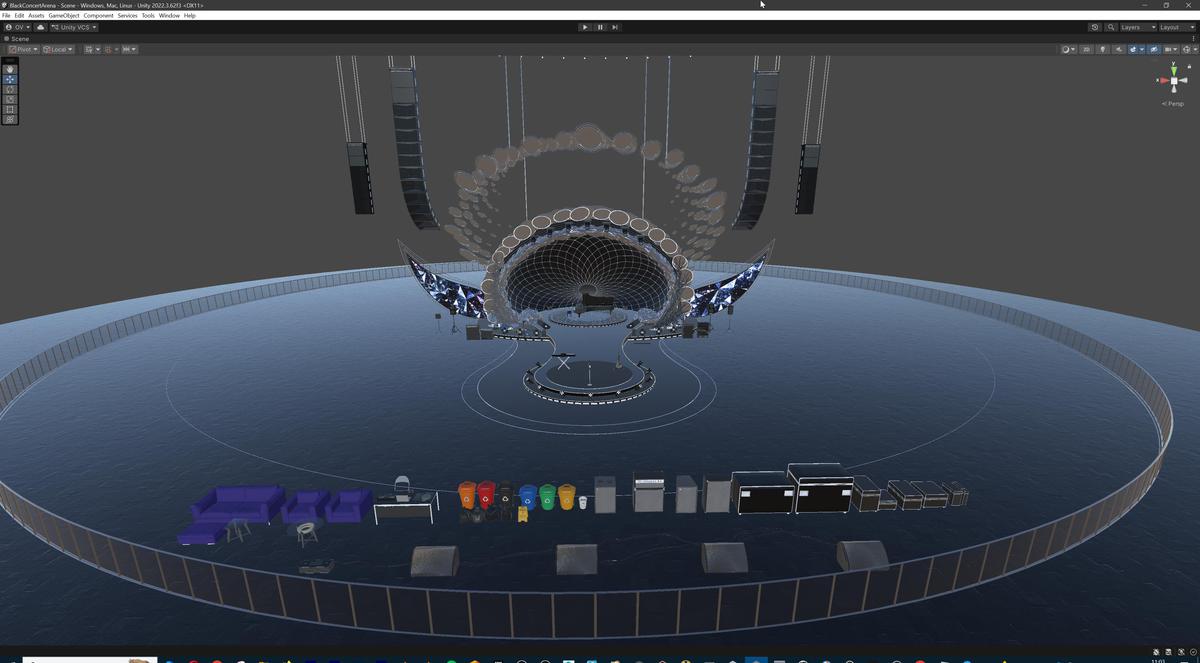 Black Diamond Concert Arena Stage Venue - Modular 3d Scene with Props