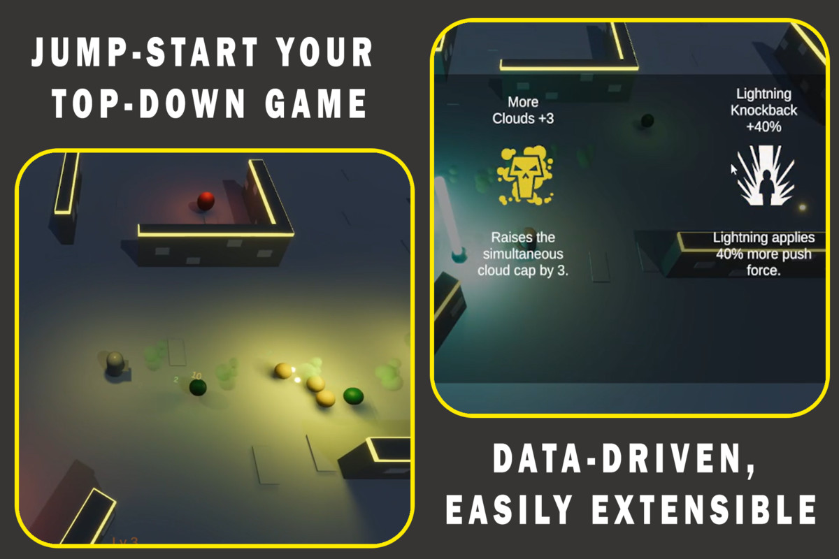 Simple 3D Top-Down Roguelite Template - Enemy AI, Waves, XP & Upgrades(URP/HDR)