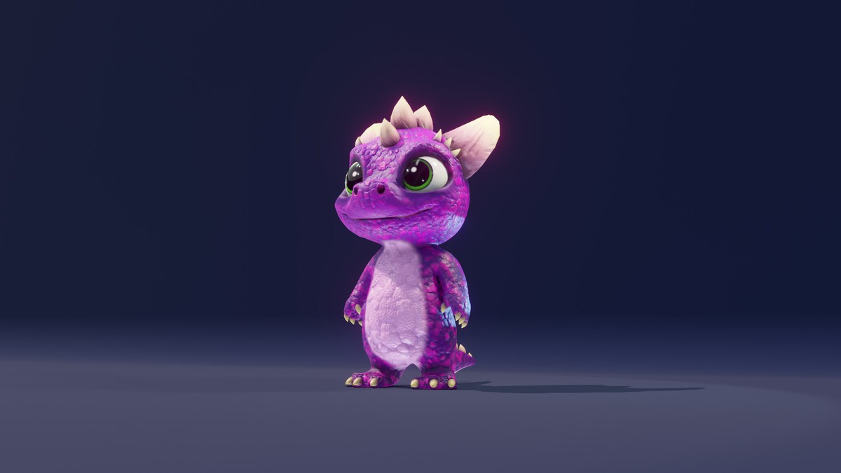 Cartoon Purple Dinosaur 3D Model – Animated Character