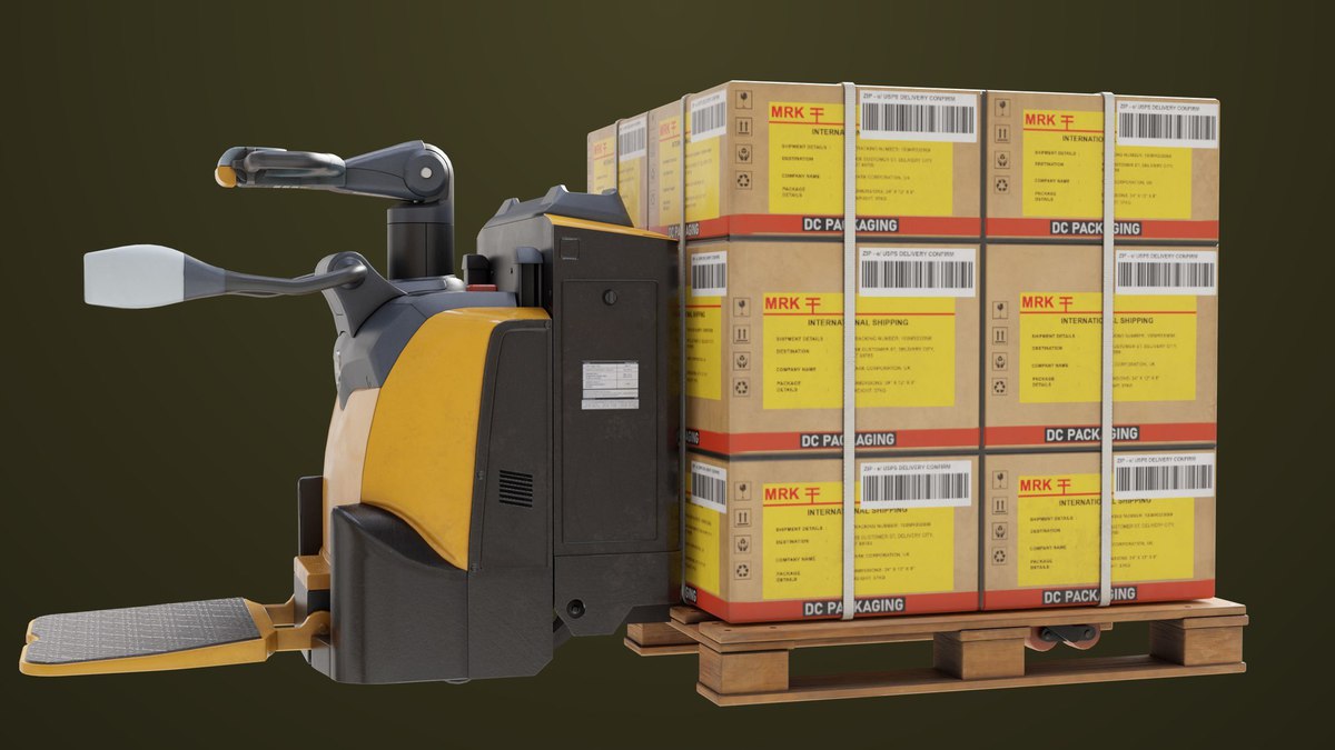 Forklift Trucks and Pallet Yellow Collection URP HDRP Textures