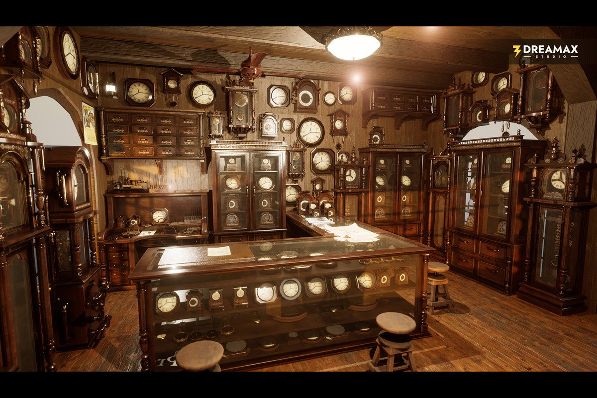 Victorian Clock Shop - Antique Clockmaker's Workshop Interior Vol. 1
