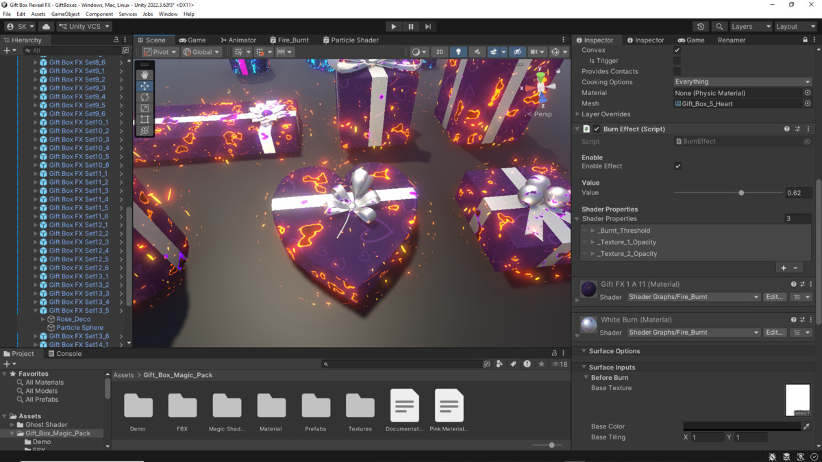 Gift Boxes with Magical Shader (Burn & Reveal)