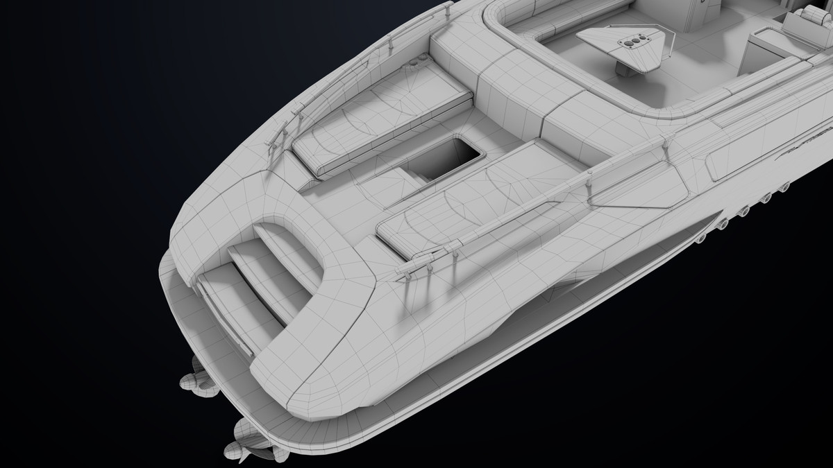 Yacht Boat 01 Black with Interior HDRP URP Textures