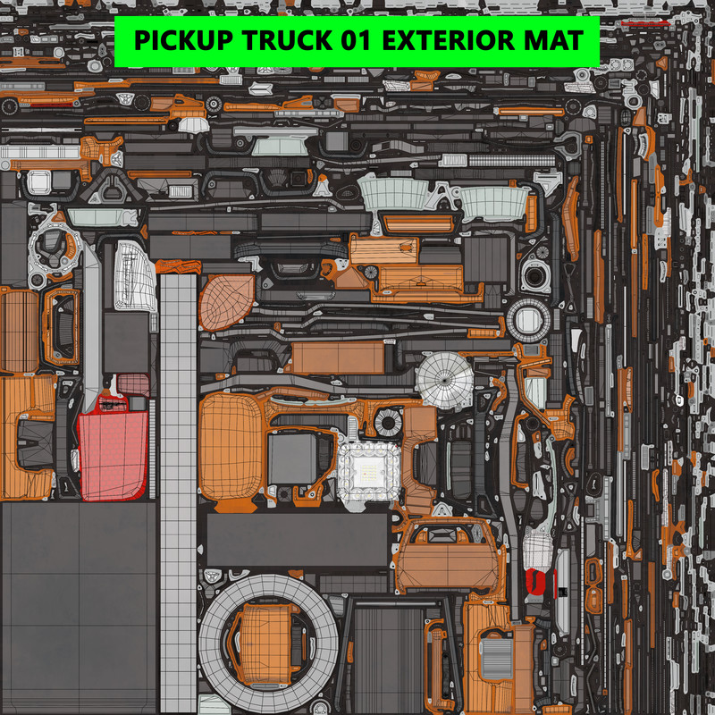 Pickup Truck01 Orange URP HDRP Textures