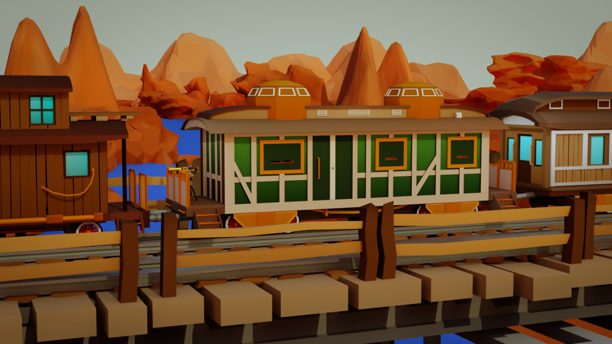 Low Poly Wild West Train Pack