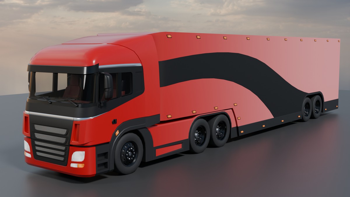 EV Semi Truck Vehicle Pack – Modular Trailer, With Interior & Openable Doors
