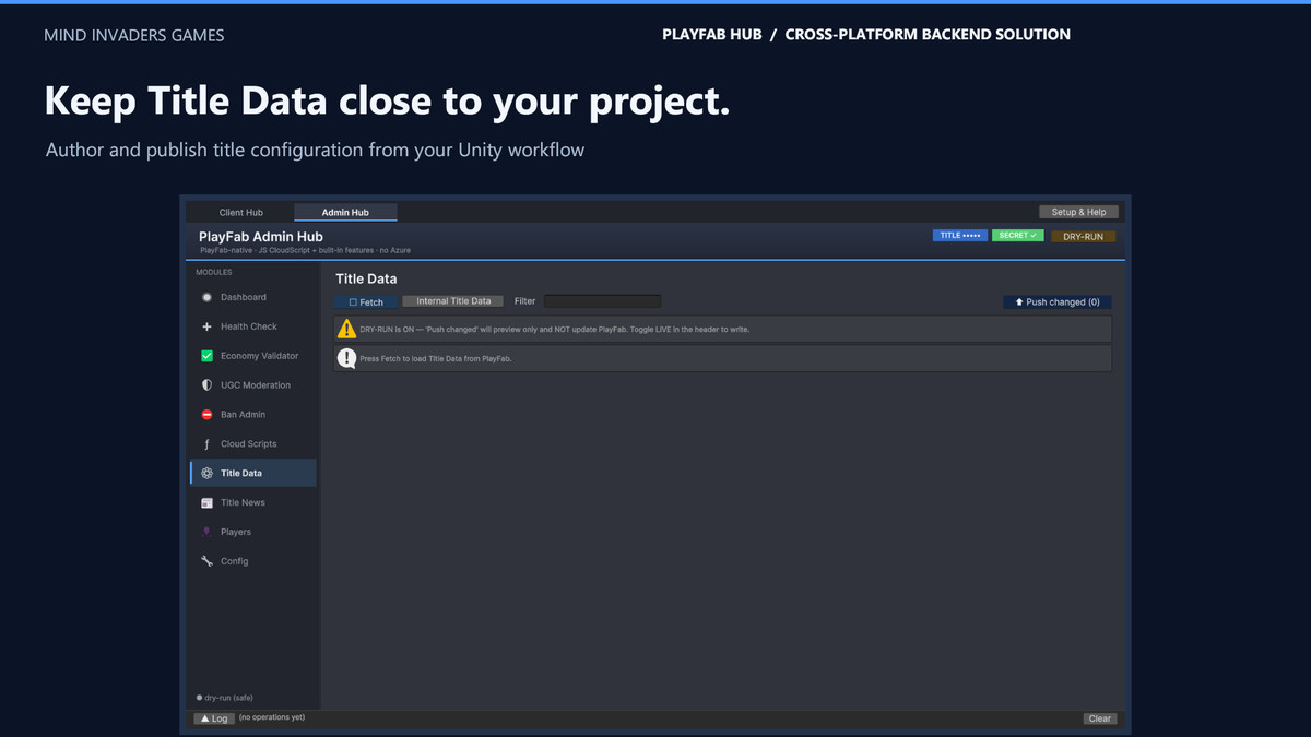 PlayFab Hub - Cross-Platform Backend Solution