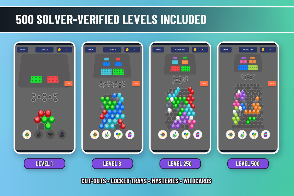 Cup Stack Jam | Sorting Puzzle Game Template + Level Editors + Ads
