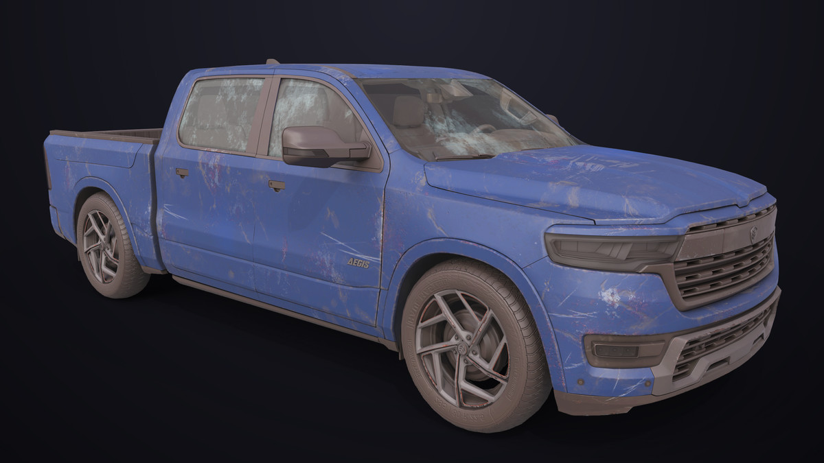 Pickup Truck 03 Blue Dusty URP HDRP Textures