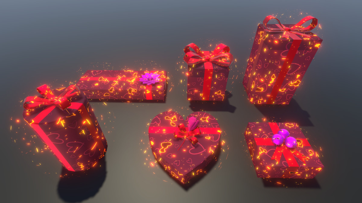 Gift Boxes with Magical Shader (Burn & Reveal)