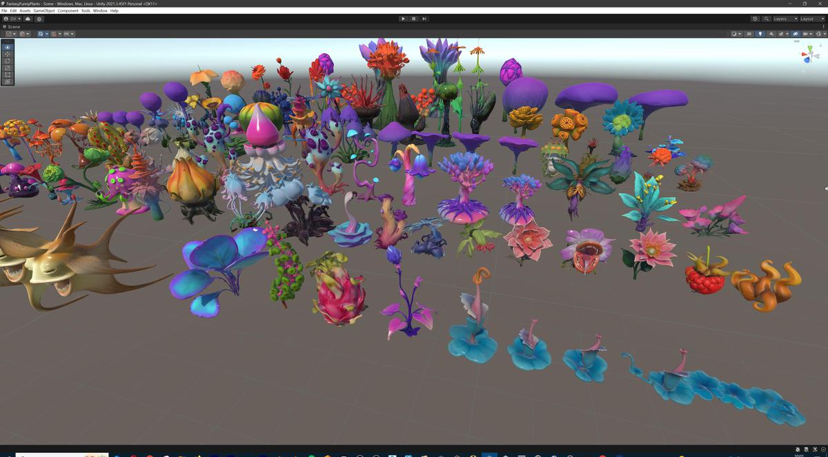 Fantasy Funny Stylized Magical Flora Plants - Low Poly Pack (118 3d models)
