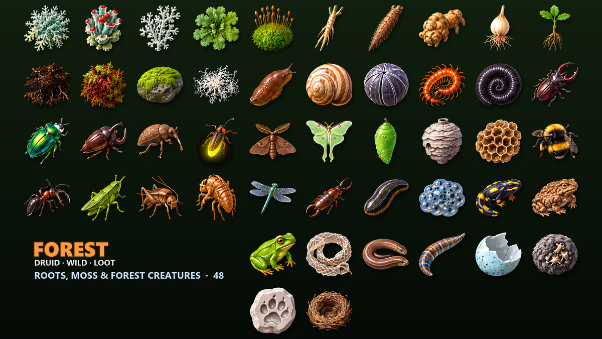 Forest & Druid Loot Icons - 272 RPG Items
