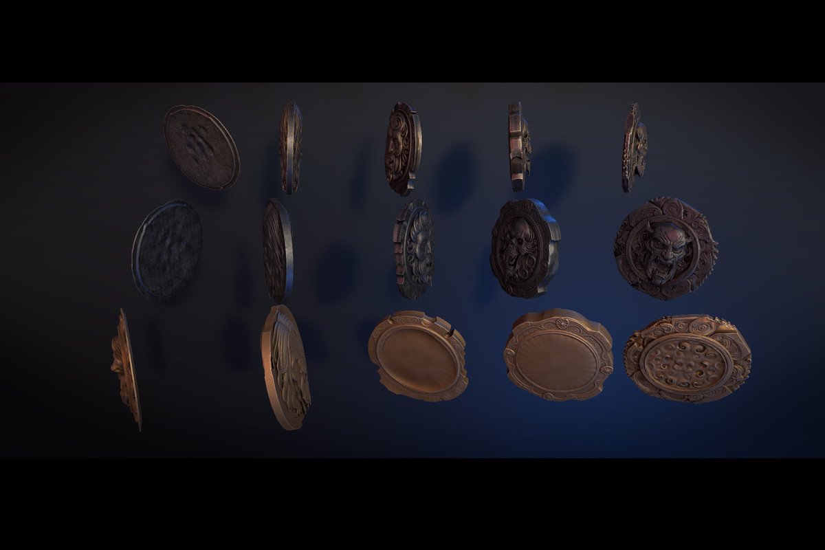 5 Dark Fantasy Coins / Medal in Gold, Silver and Bronze