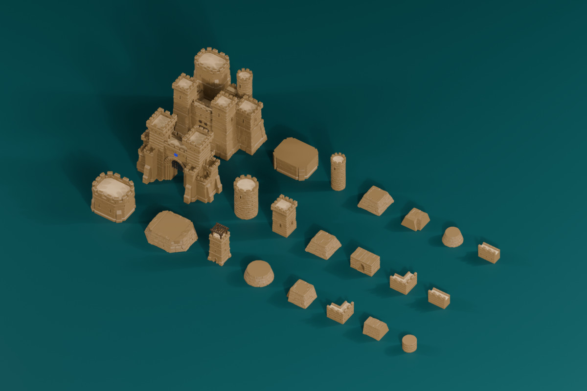 Low Poly Modular Medieval Castle Kit