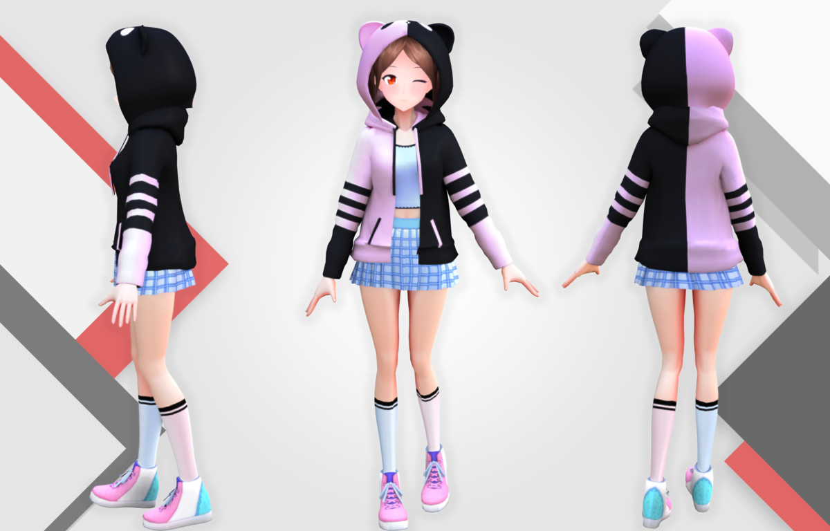 Millia 3D: Anime Style Character (For VRChat/Game-Ready)