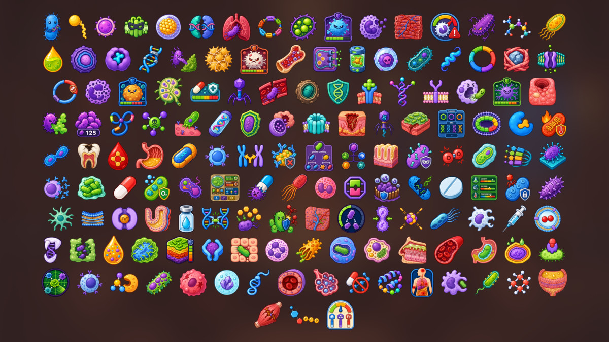 Biohazard Microbiology Virus Bacteria Cells Research Icons Pack