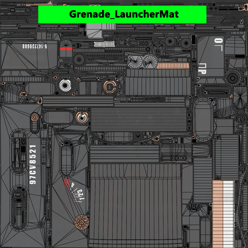 Grenade Launcher 03 Standalone Black URP HDRP Textures