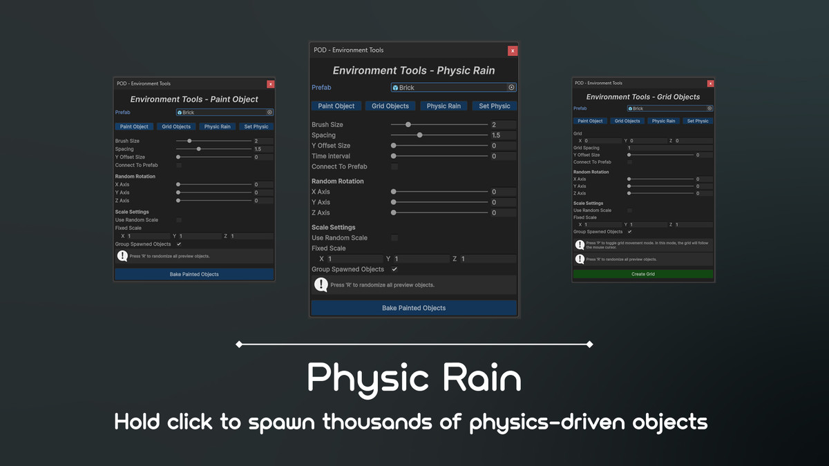 Physics Objects Dropper in Editor - Enviroment Tools