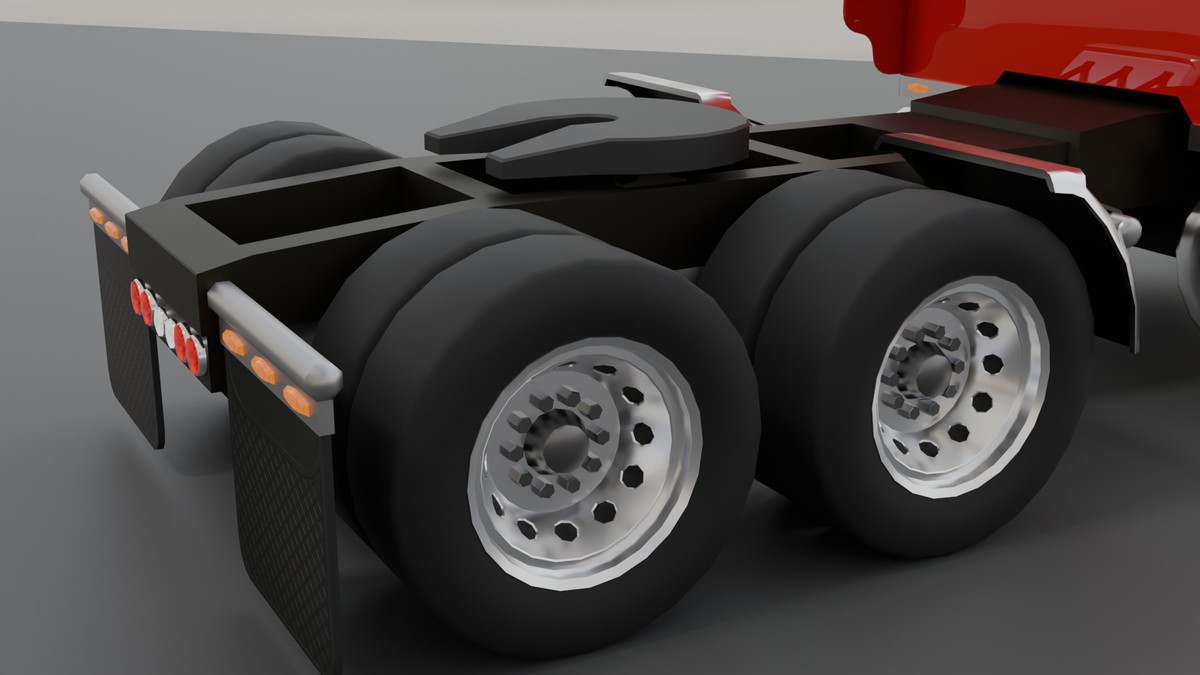 American Semi Truck + Logging Trailer | Interior, Modular, 4 Wood Log | PBR