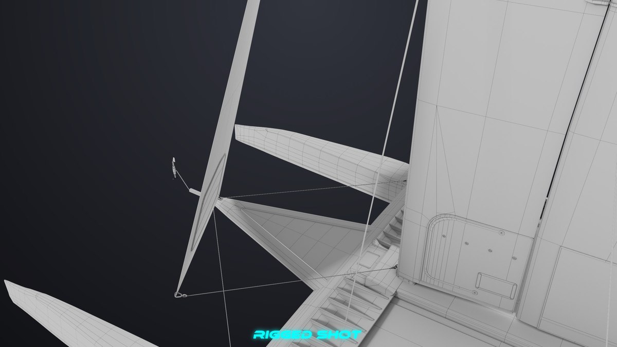 Yacht Hydrofoil Sailing Boat 02 Black URP HDRP Textures