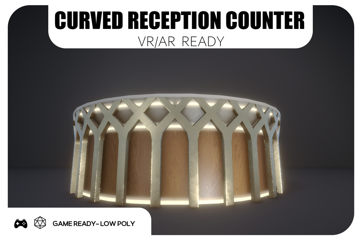 Curved Reception Counter - Game Ready