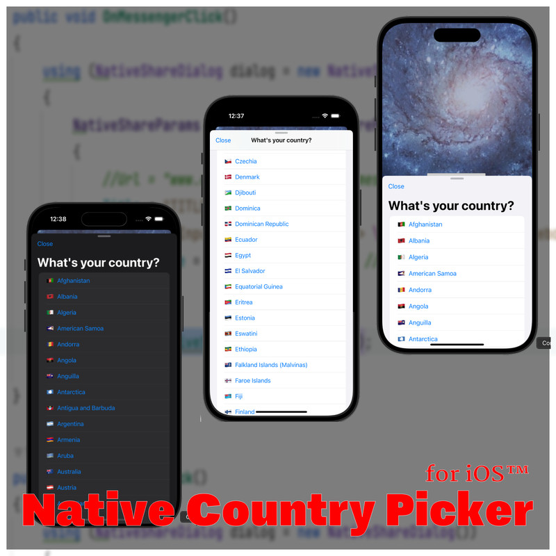 Native Country Picker for Android™ and iOS™ with Editor Integration by ...