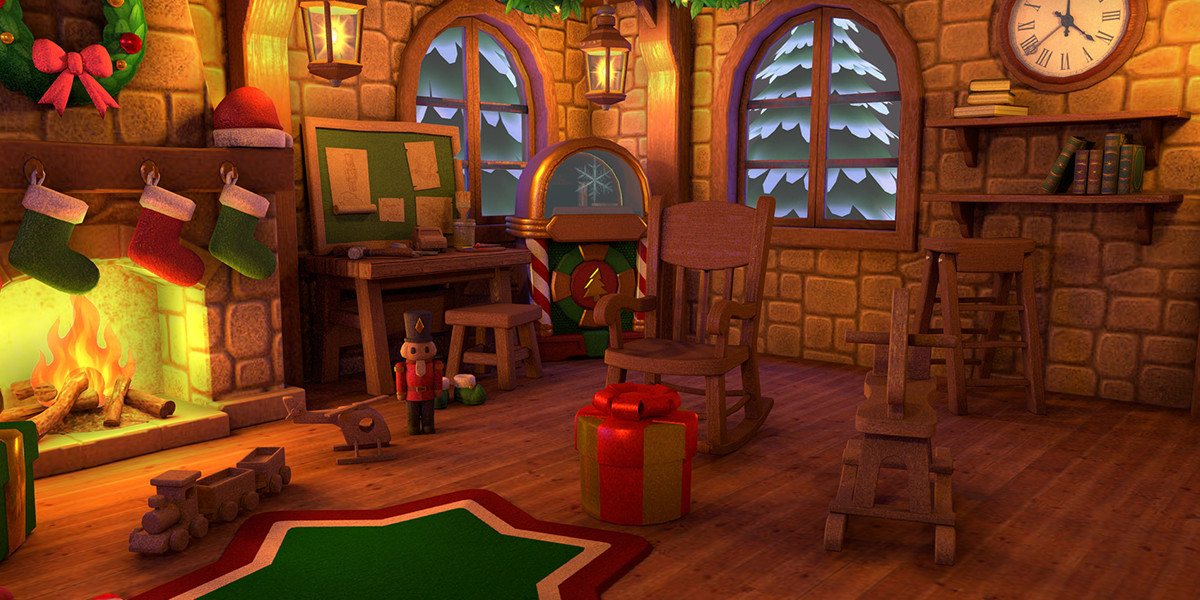 45+ Christmas Cabin & Toy Workshop 3D Game Ready Lowpoly 3D Asset Pack