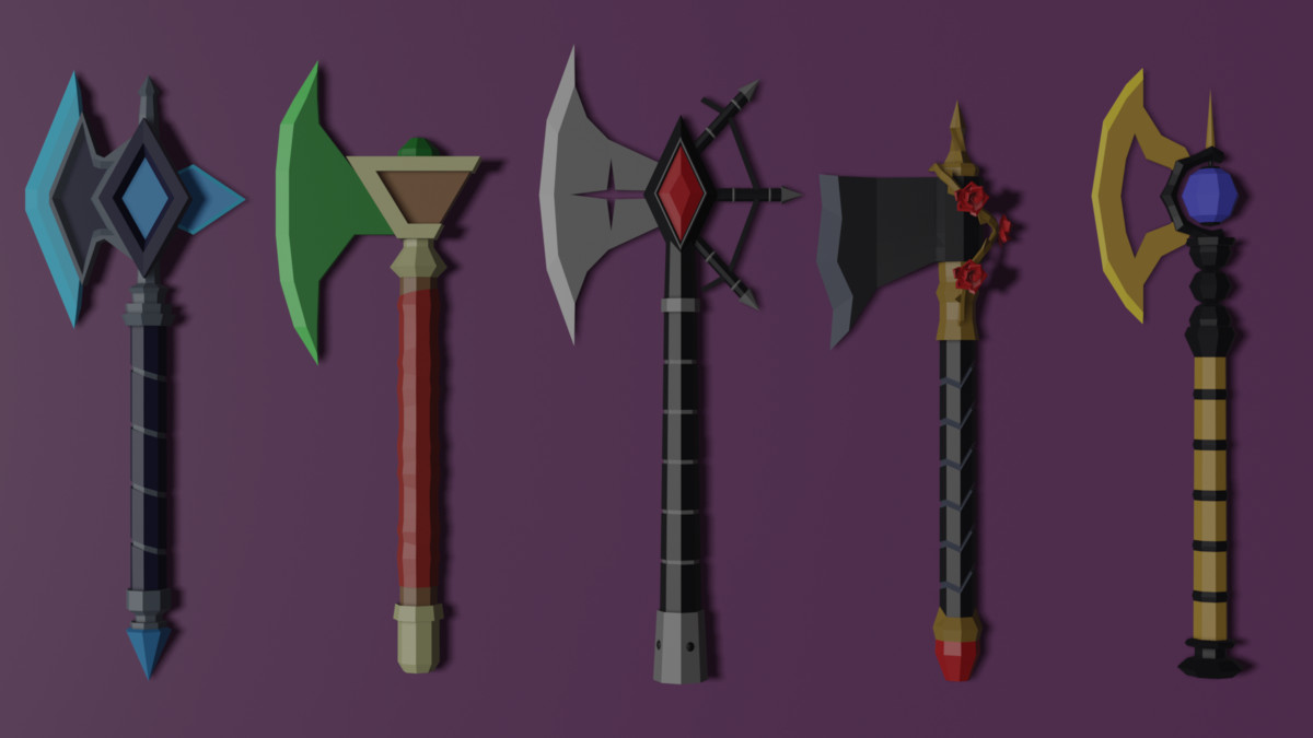 70 Unique Low Poly Fantasy Weapons Pack