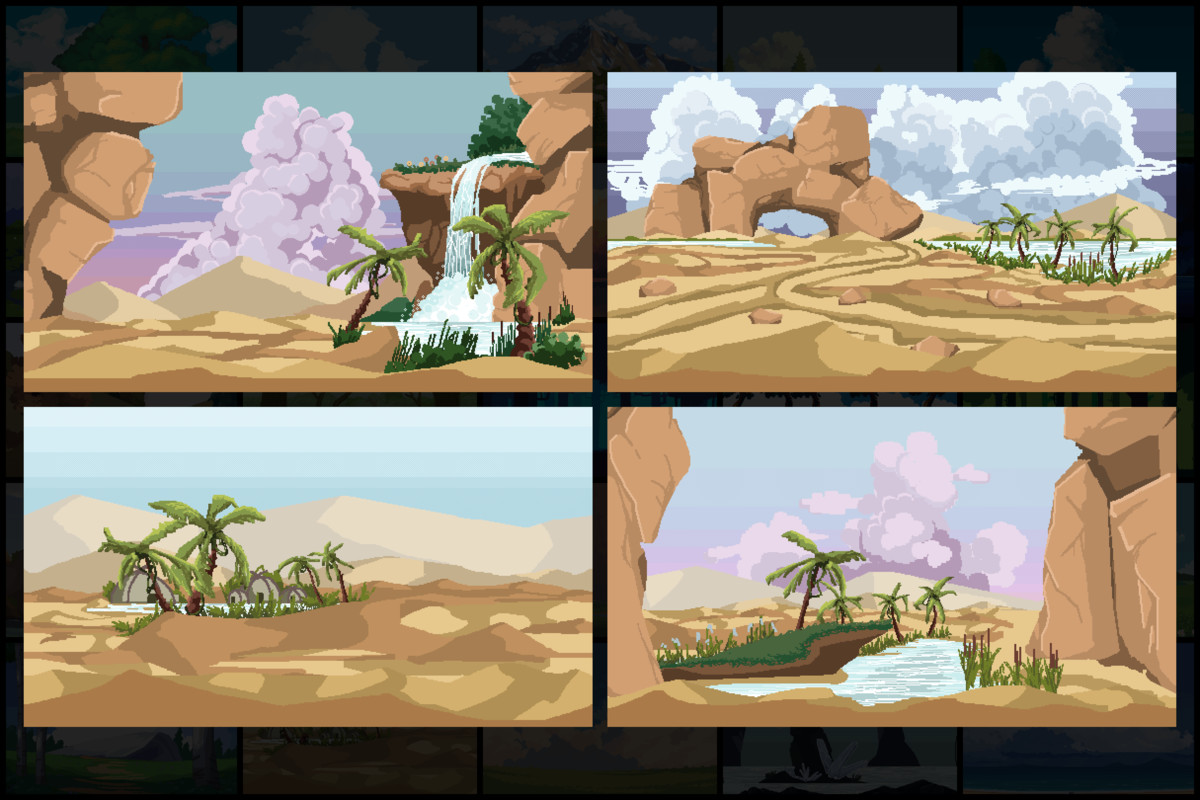 56 Nature Backgrounds Pixel Art