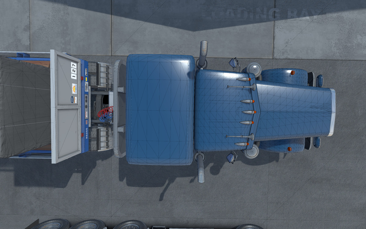 80s Semitruck dropdeck trailer