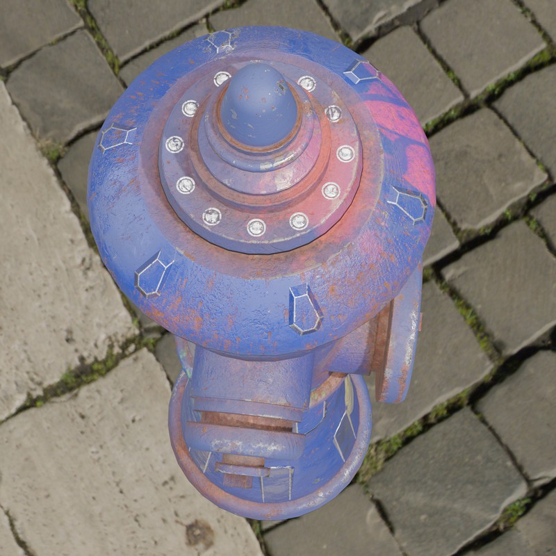 Rusty Fire Hydrant – Low Poly PBR with LODs (4 Variations)