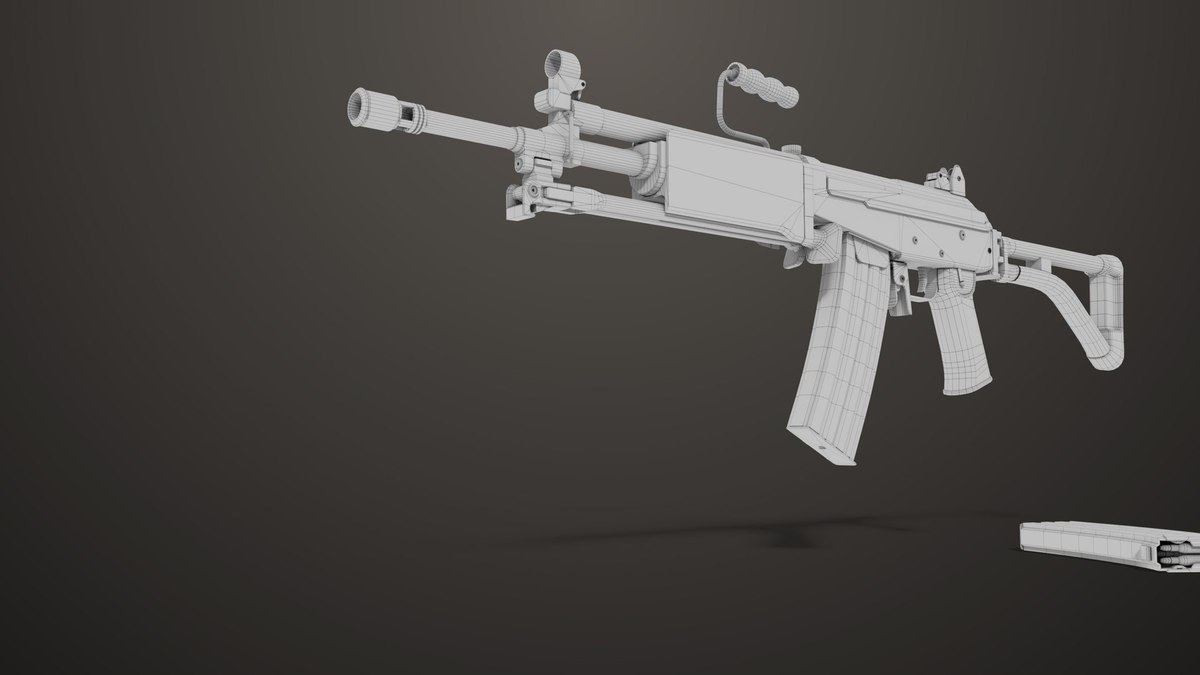 Machine Gun 13 Wood Handle URP HDRP Textures