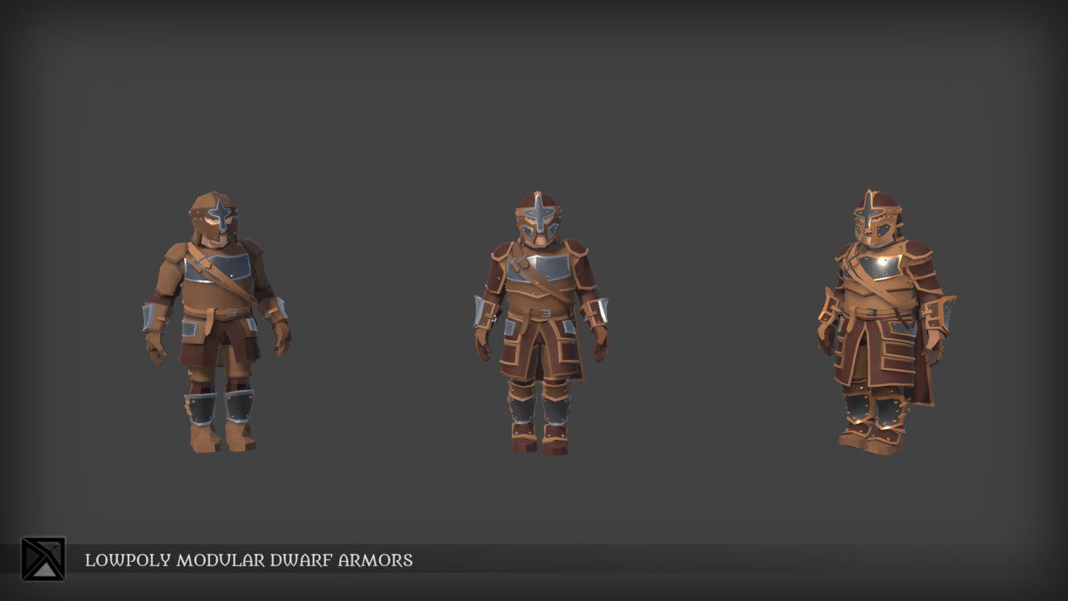 Lowpoly Dwarves Modular Armors Bundle- MEDIEVAL FANTASY SERIES