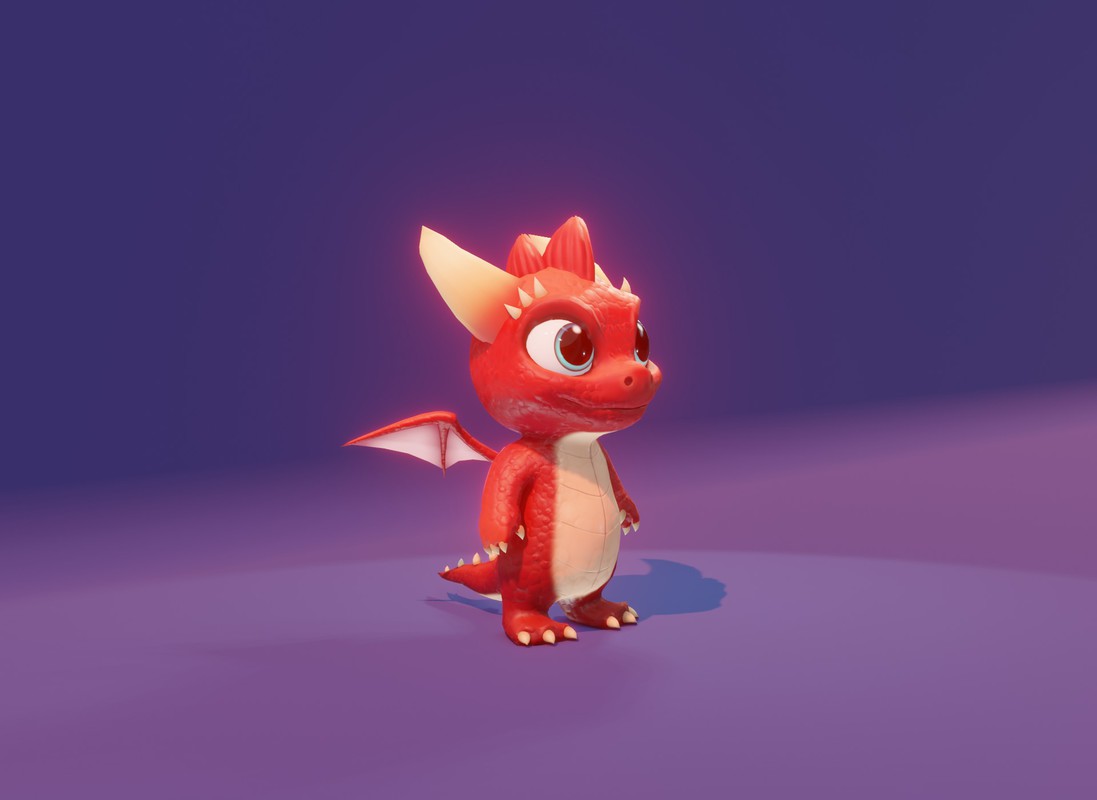 Cartoon Red Baby Dragon 3D Character With 5 Music Tracks & 36 Sound Effects