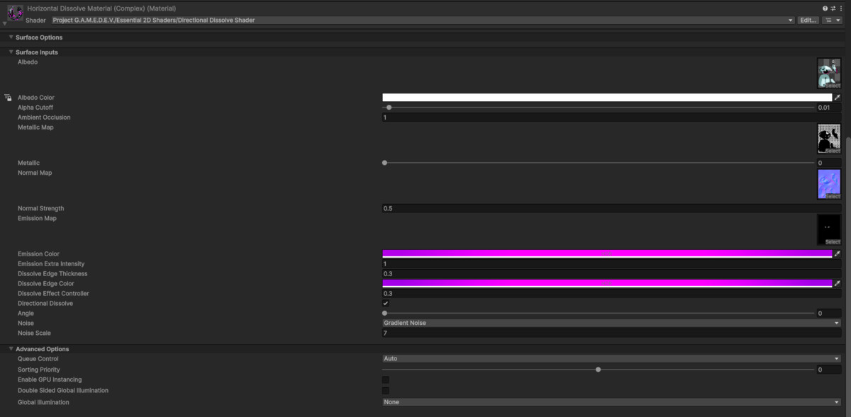 Directional Dissolve Shader