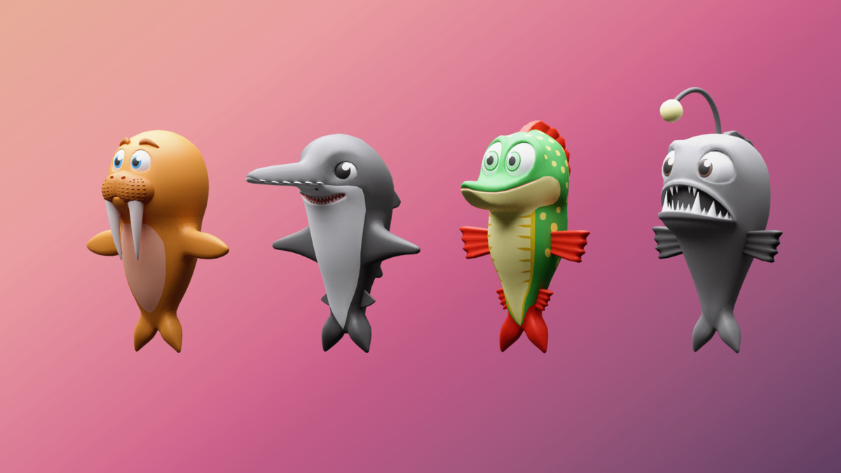 Cartoon sea ​​animals