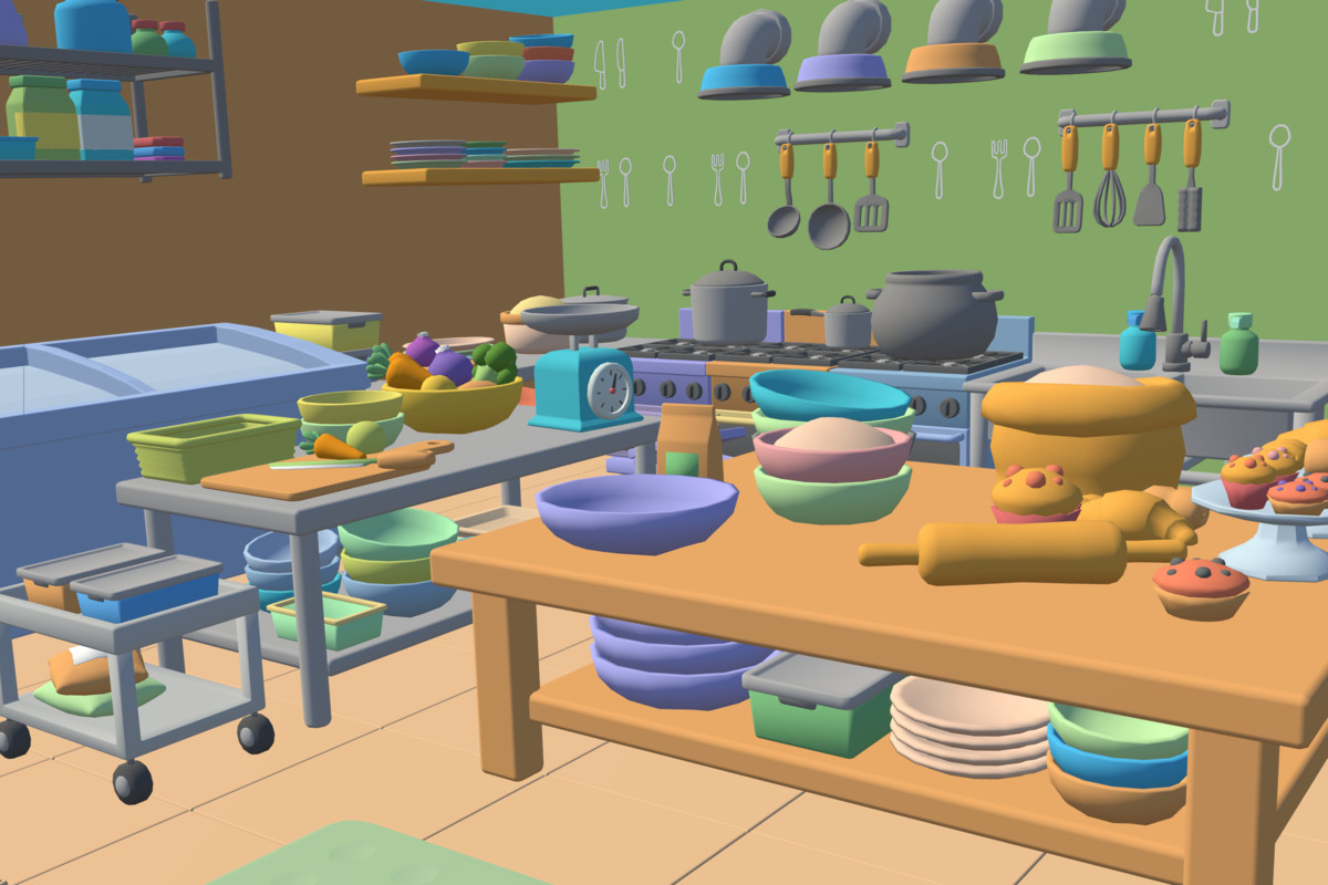 Cute Low Poly Kitchen Pack - Colorful Interior Props