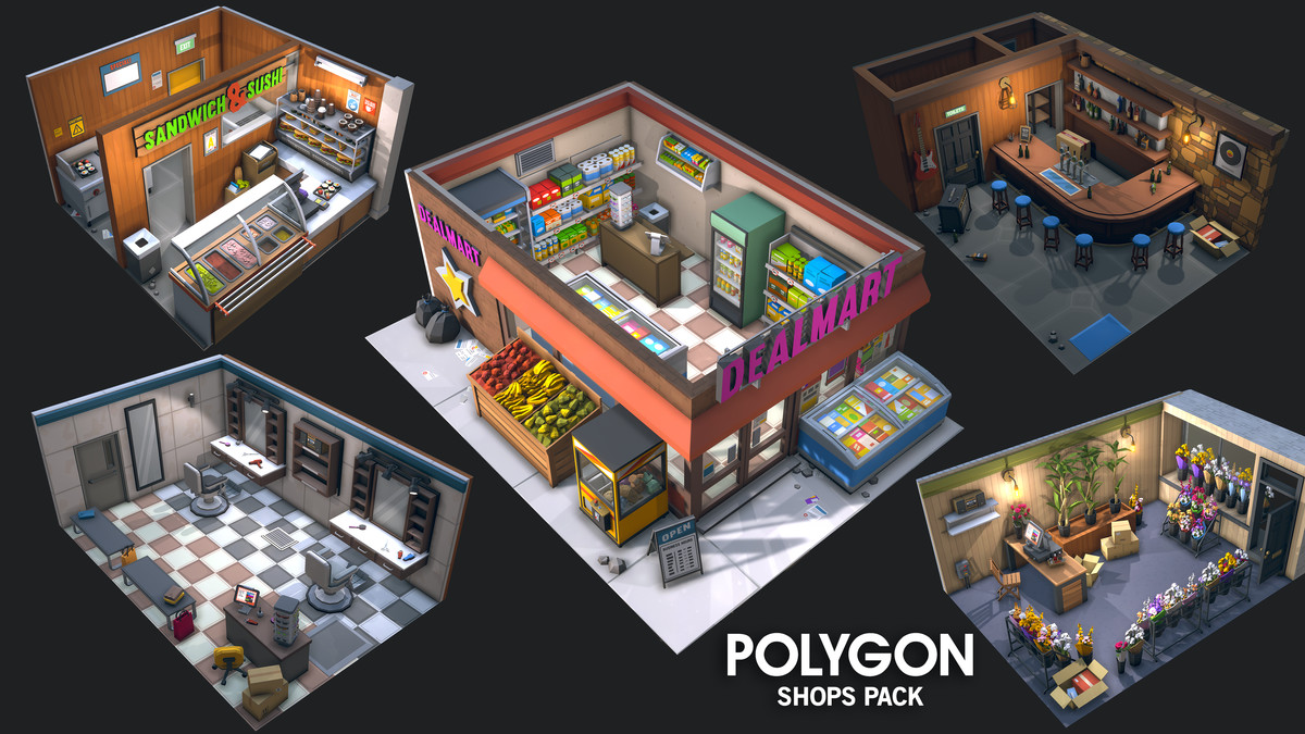 Value Bundle – POLYGON Shops Pack and Shopping Plaza Map