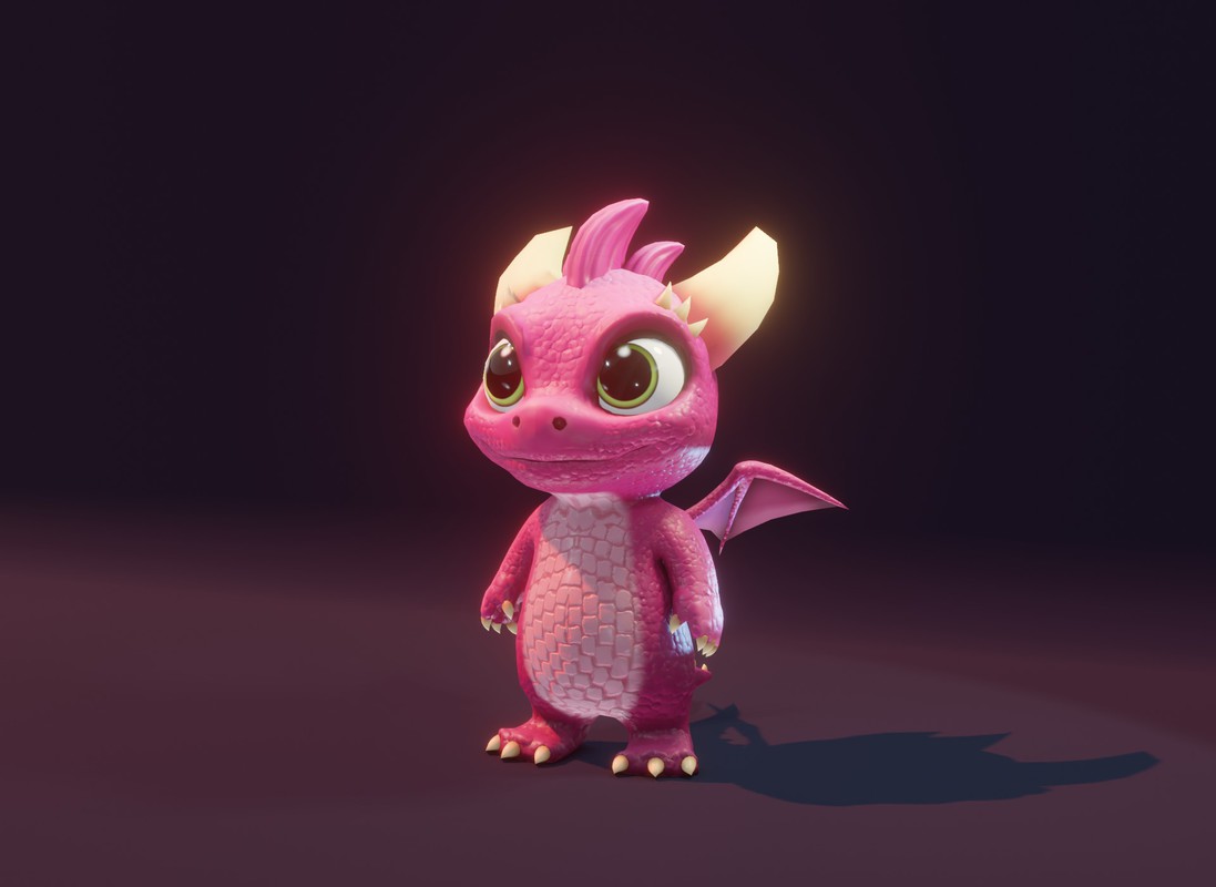 Cartoon Pink Baby Dragon 3D Character With 5 Music Tracks & 36 Sound Effects