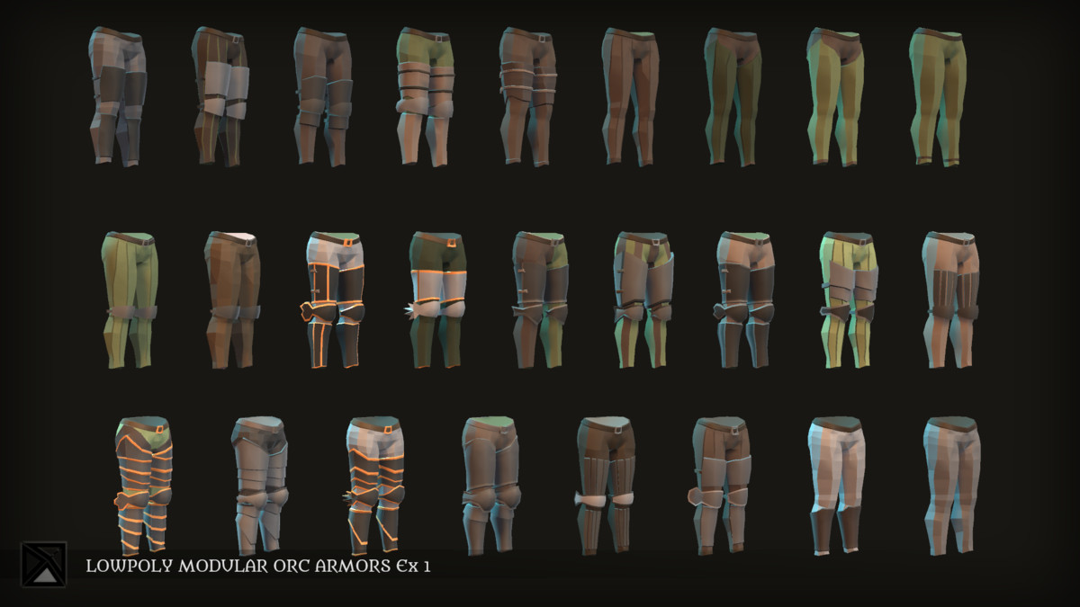 Low Poly Orcs Modular Armors Ex1 - LOWPOLY MEDIEVAL FANTASY SERIES