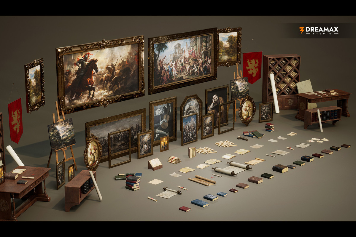Medieval & Fantasy Paintings - Books, Scrolls & Picture Frames Vol. 1