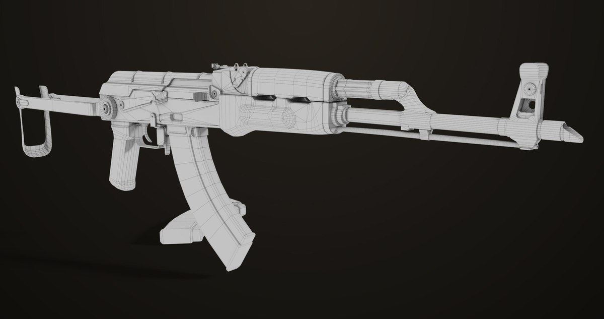 AKMS Light Machine Gun 10 Wood URP HDRP Texture