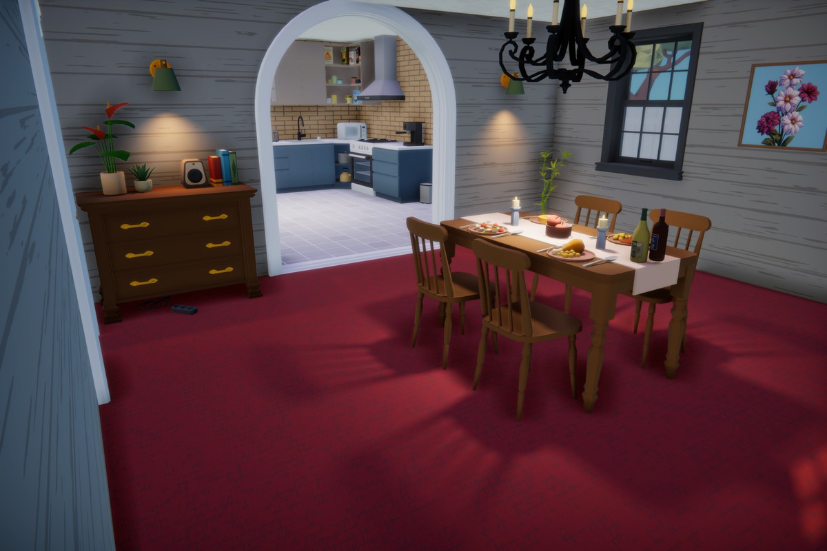 Low Poly Cartoon House Interior & Exterior
