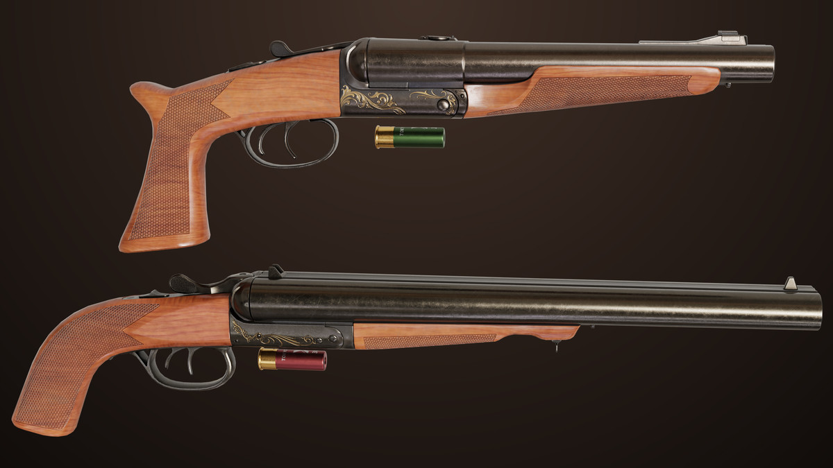 Small Medium Shotgun Black Single Mat URP HDRP Textures