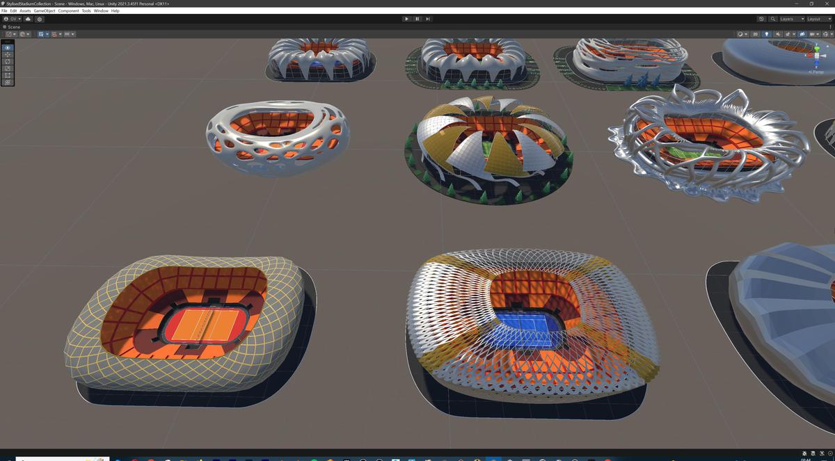 Stylised Sport Stadium Collection - 12 Low Poly Modular 3d Assets